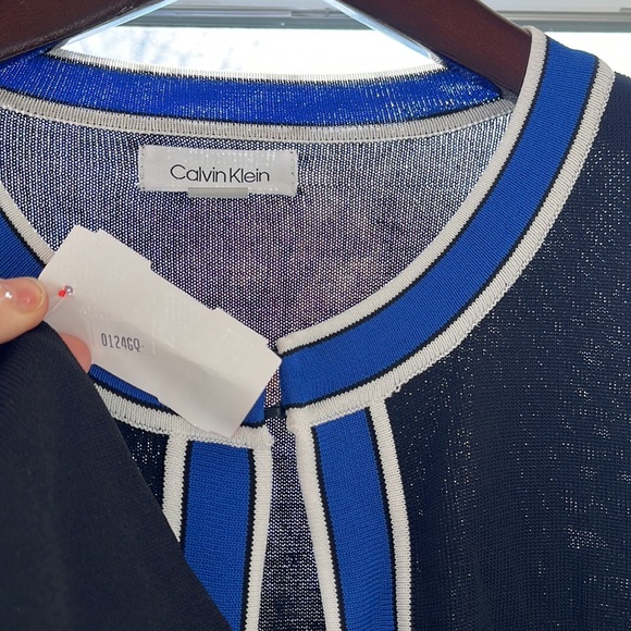 New Calvin Klein medium clasp at neck blazer. Navy with royal blue white trim. - Picture 3 of 4